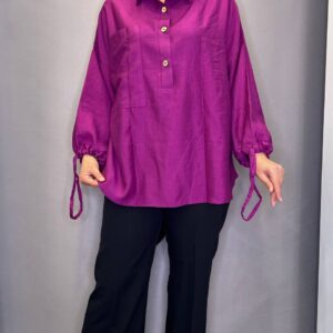 شومیز مانتویی آستین بندی